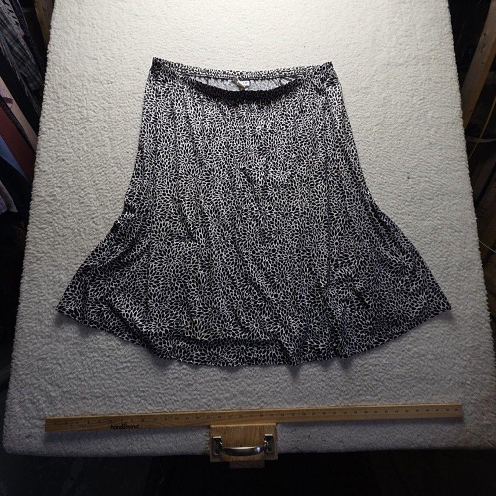 Blair Skirt Womens Plus 3X Black Animal Print A-Line Midi Jersey Stretch